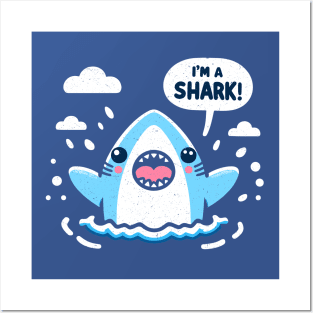 Cheerful I'm A Shark! Distressed Sharky Posters and Art